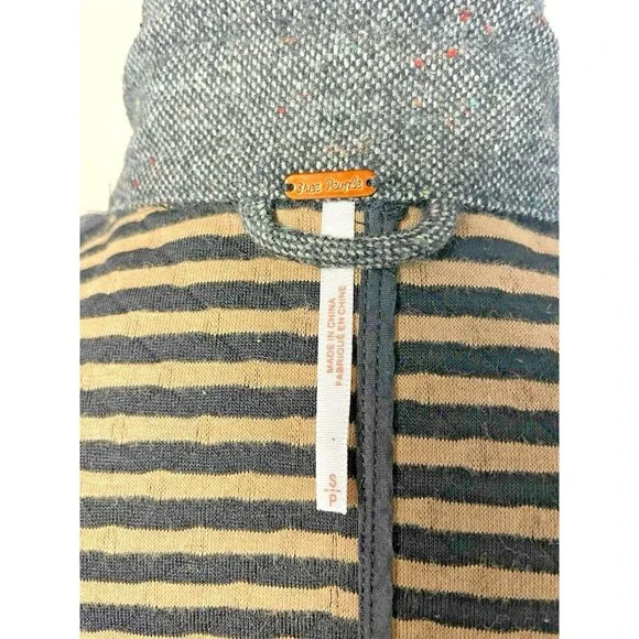 Free People Preppy Diamond Quilted Knit Tweed Polka Dots Blazer Black Jacket  SP - Picture 8 of 14